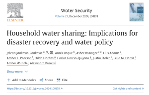 NEW PUB FROM EDGES MEMBER LEILA HARRIS: HOUSEHOLD WATER SHARING: IMPLICATIONS FOR DISASTER RECOVERY AND WATER POLICY